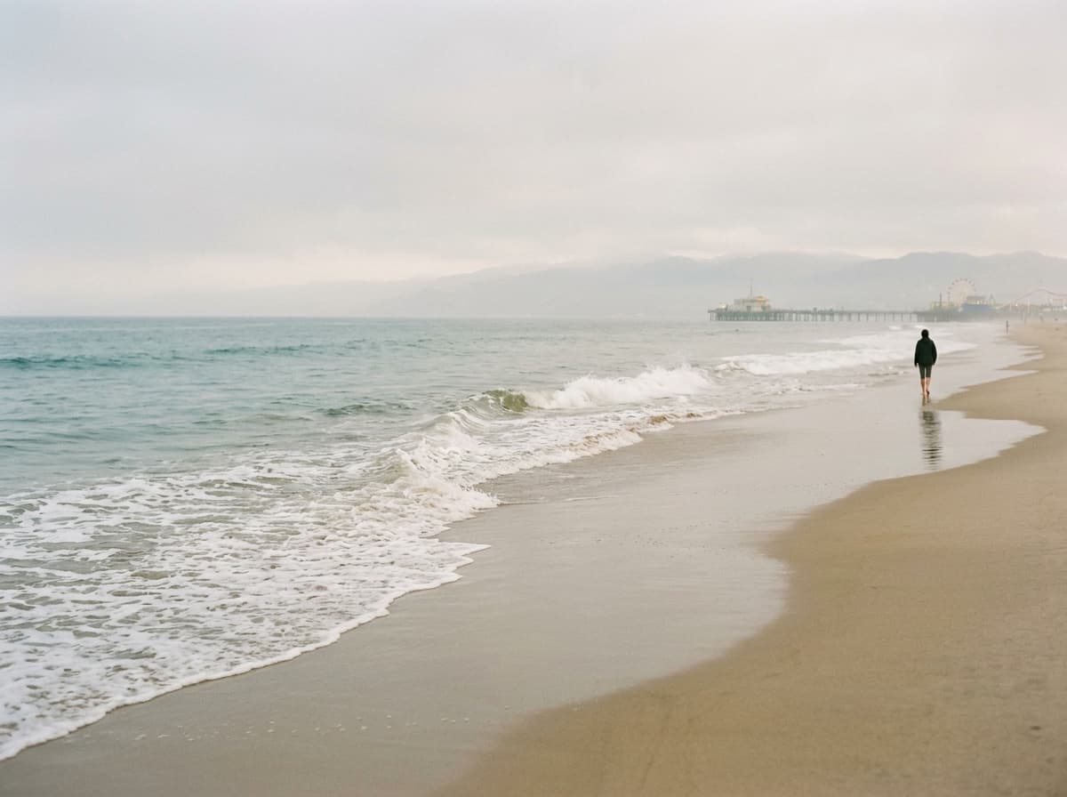 Santa Monica morning coastal bluffs and calming ocean light
