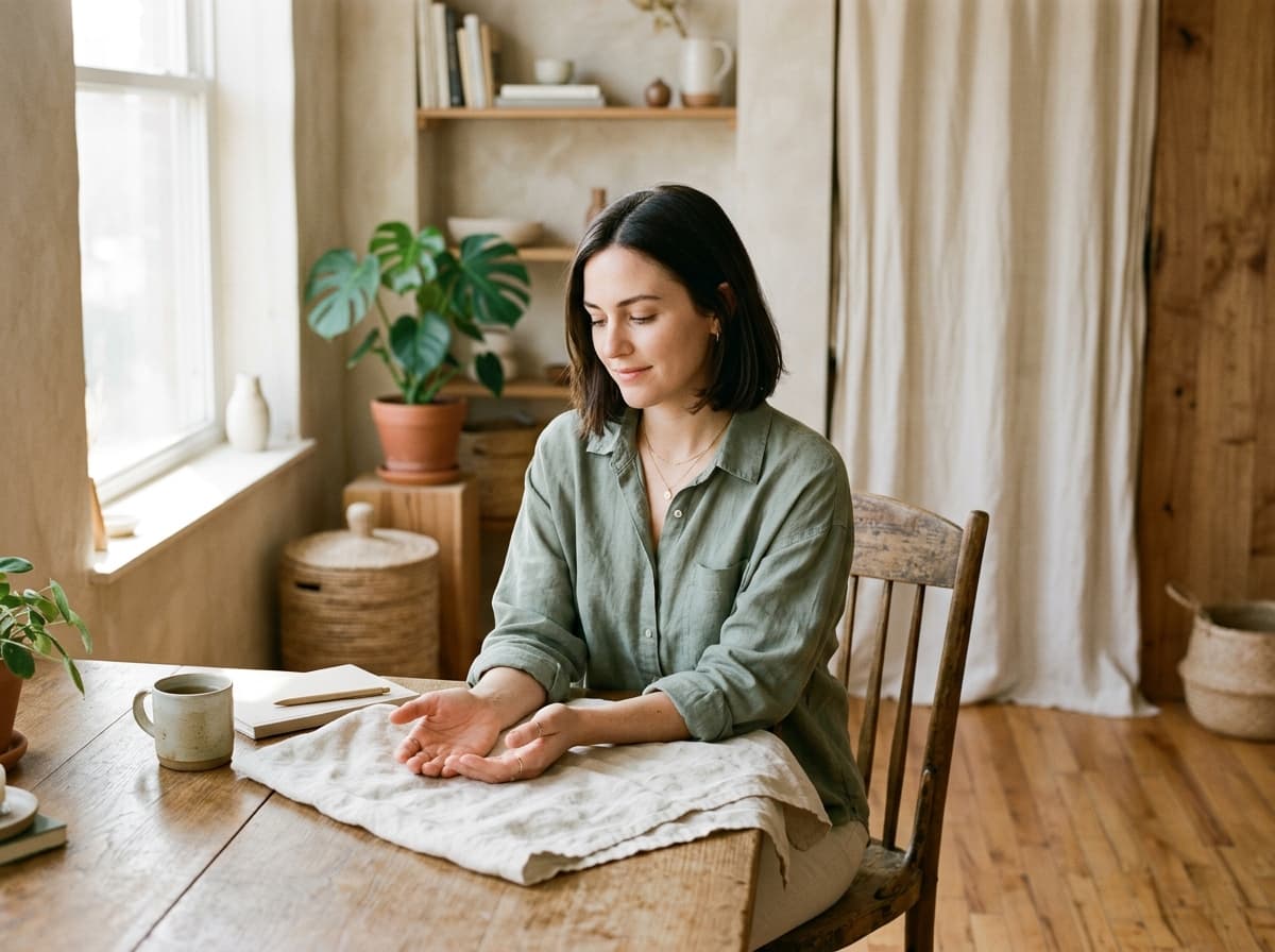 Professional in thoughtful reflection in a peaceful setting